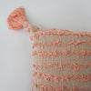 Hand-Woven Pink & Natural Boho Decorative Throw Pillow - 23" x 13"